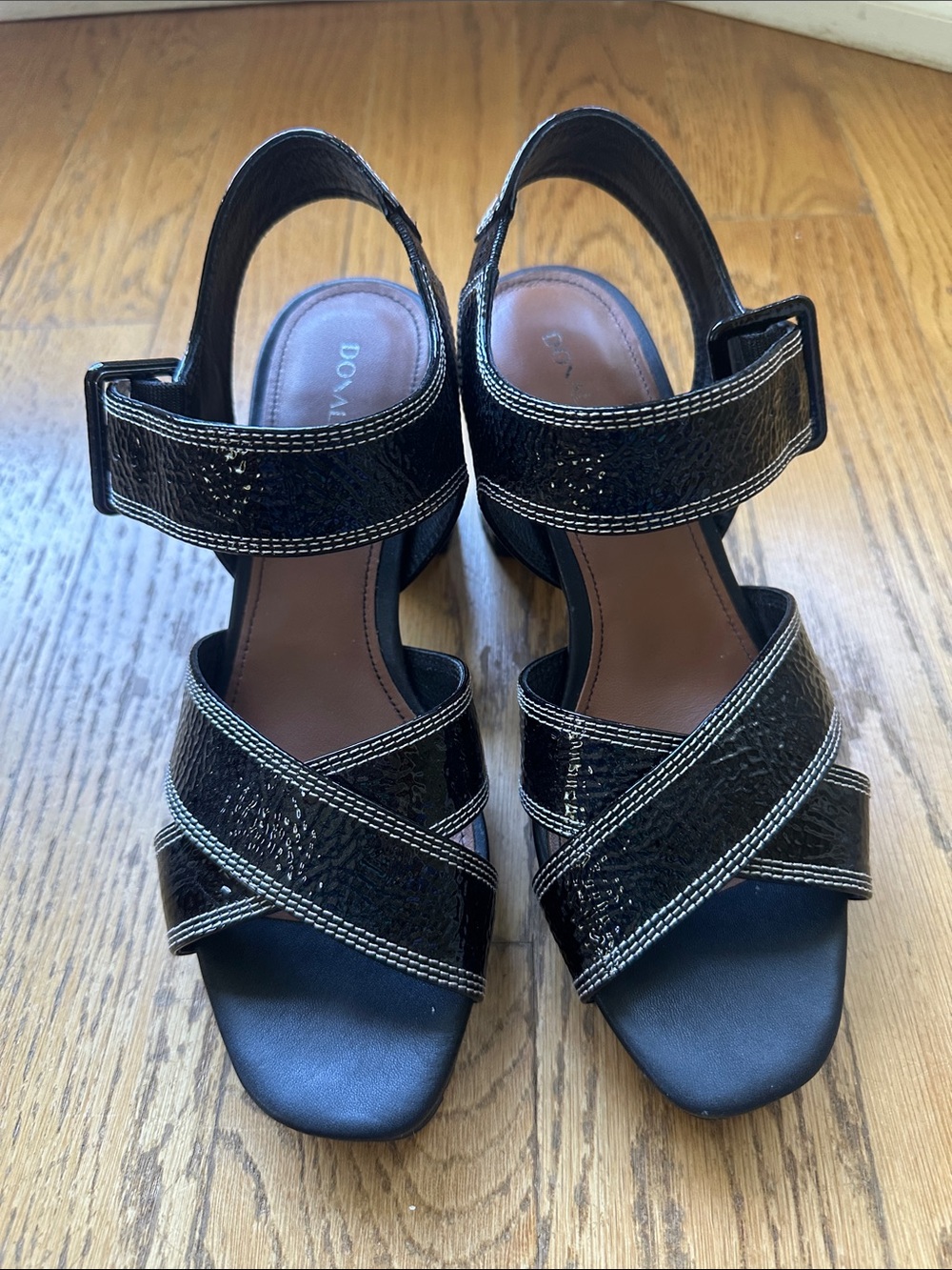 Donald J. Pliner Black Patent Crisscross Slingback Heels